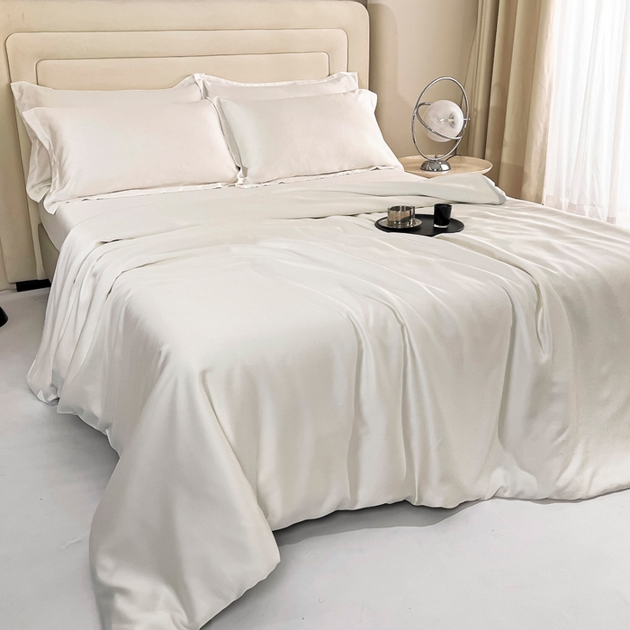 91家纺网 家纺一手货源 找家纺 锦罗绣 2024新款80s奥地利进口兰精天丝四件套 奶白