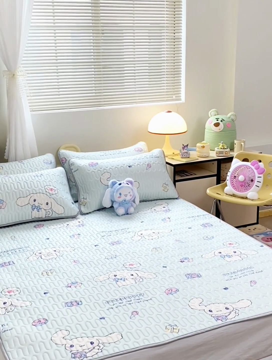 91家纺网 家纺一手货源 找家纺 澳萝拉 2024新款A类凉感丝三丽鸥乳胶凉席 开心大耳狗