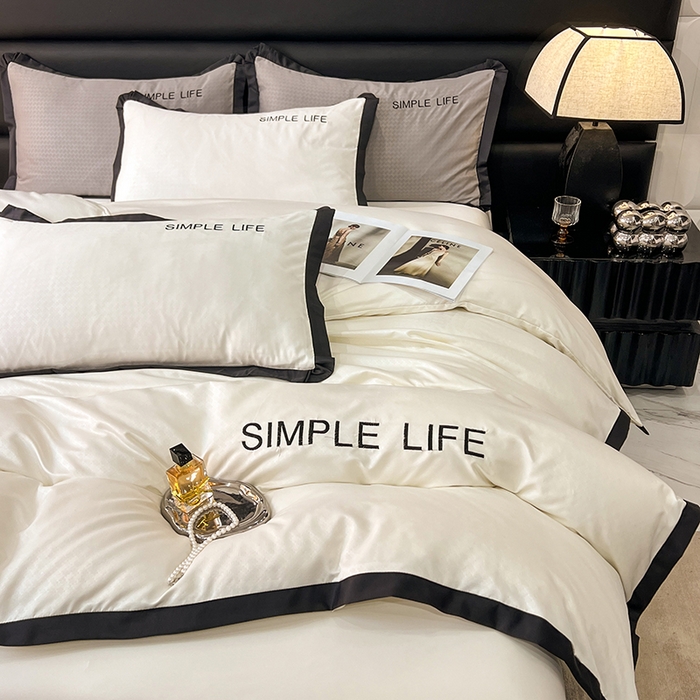 91家纺网 家纺一手货源 找家纺 艾米家居 2025水洗真丝提花系列简约生活 简约生活珍珠白