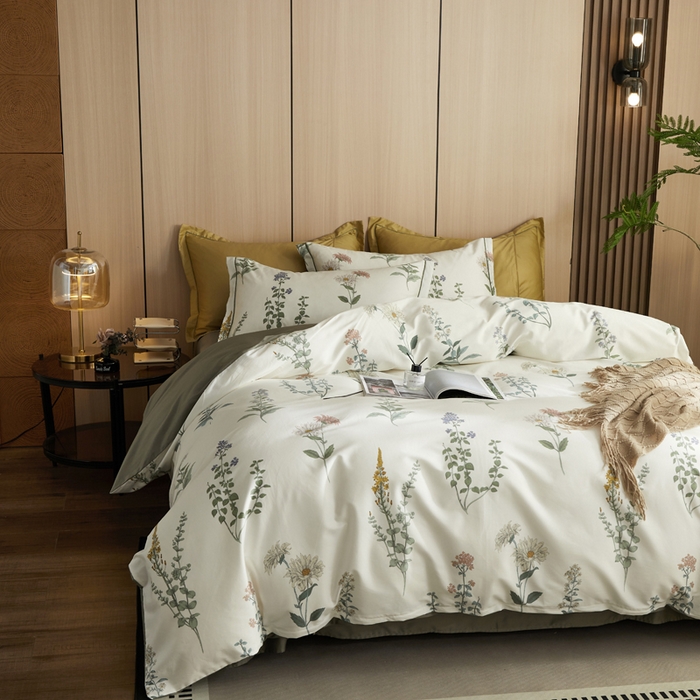 91家纺网 家纺一手货源 找家纺 怡家居 2024新款100支长绒棉印花四件套 雅典娜