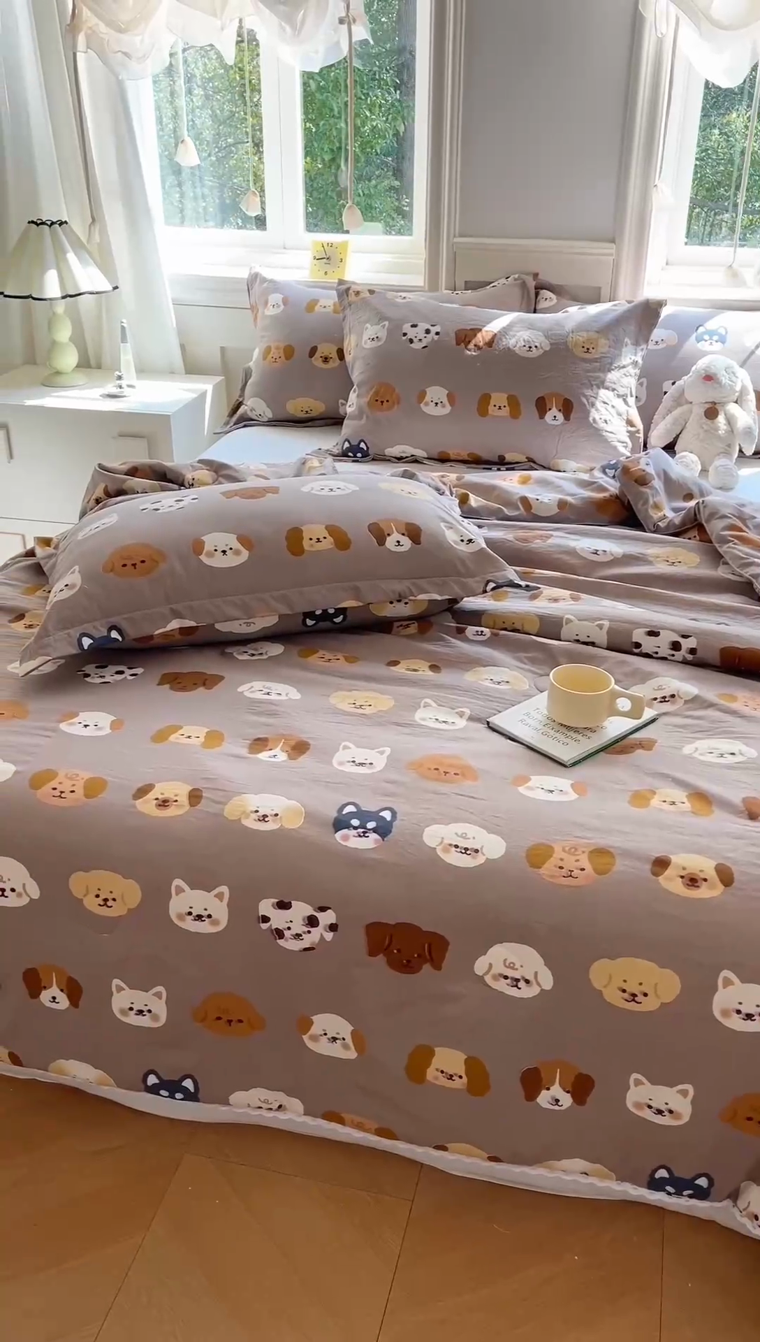 91家纺网 家纺一手货源 找家纺 创优家纺  2025新款A类皱皱纱小花边夏被 萌萌狗