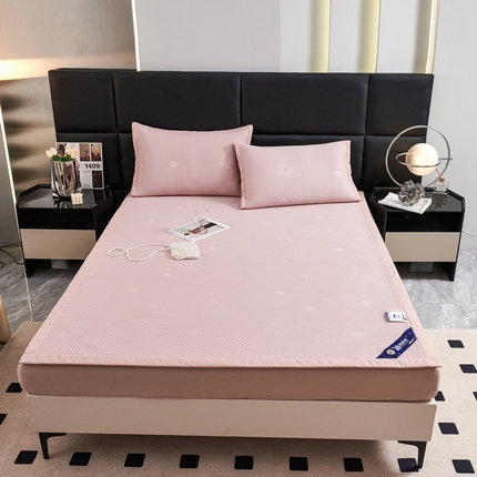 91家纺网 家纺一手货源 找家纺 宜派家纺 2024新款凉感丝刺绣凉席三件套 LC-粉-直角