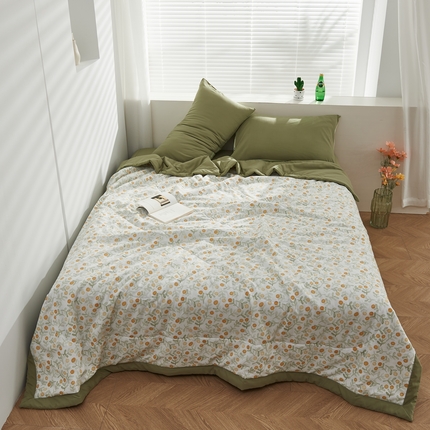 91家纺网 家纺一手货源 找家纺 巴宝路 2025新款小扇引微凉新国风夏被 金柑抹茶