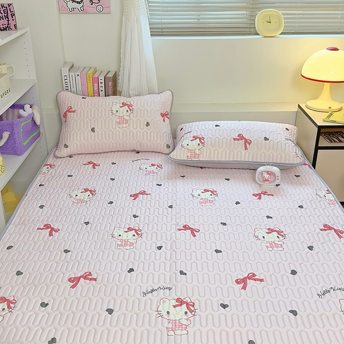 91家纺网 家纺一手货源 找家纺 澳萝拉 2024新款A类凉感丝三丽鸥乳胶凉席 爱心 KT猫((粉)