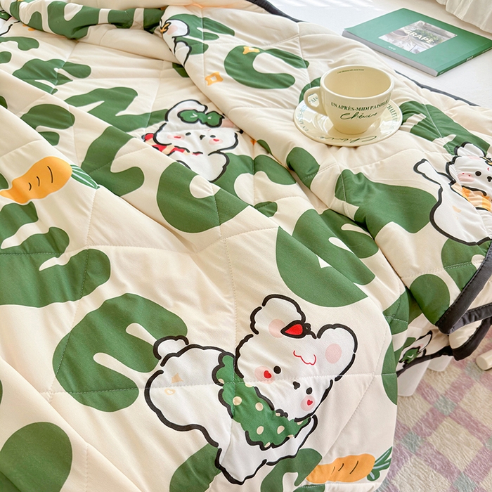 91家纺网 家纺一手货源 找家纺 琪格格纺织 2024新款A类卡通印花清新大豆针织夏被 200*230cm-夏被 针织被-乐乐兔