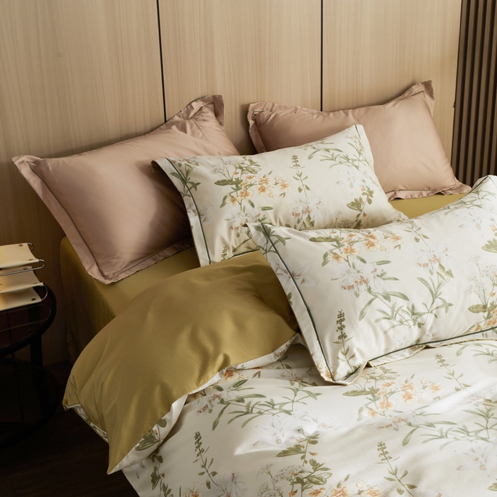 91家纺网 家纺一手货源 找家纺 怡家居 2024新款100支长绒棉印花四件套 花想容