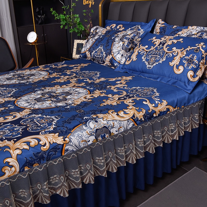 91家纺网 家纺一手货源 找家纺 艾裙海  2025新款纯色床裙款冰丝凉席 巴黎风尚