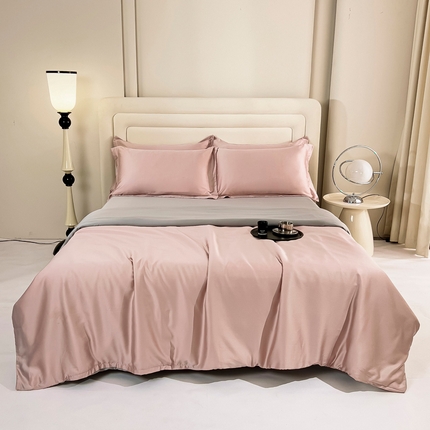 91家纺网 家纺一手货源 找家纺 锦罗绣 2024新款80s奥地利进口兰精天丝四件套 粉拼灰