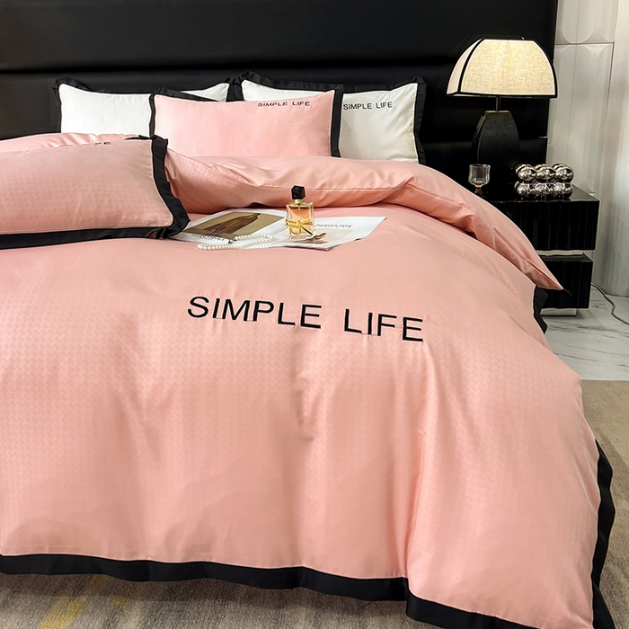 91家纺网 家纺一手货源 找家纺 艾米家居 2025水洗真丝提花系列简约生活 简约生活豆沙粉