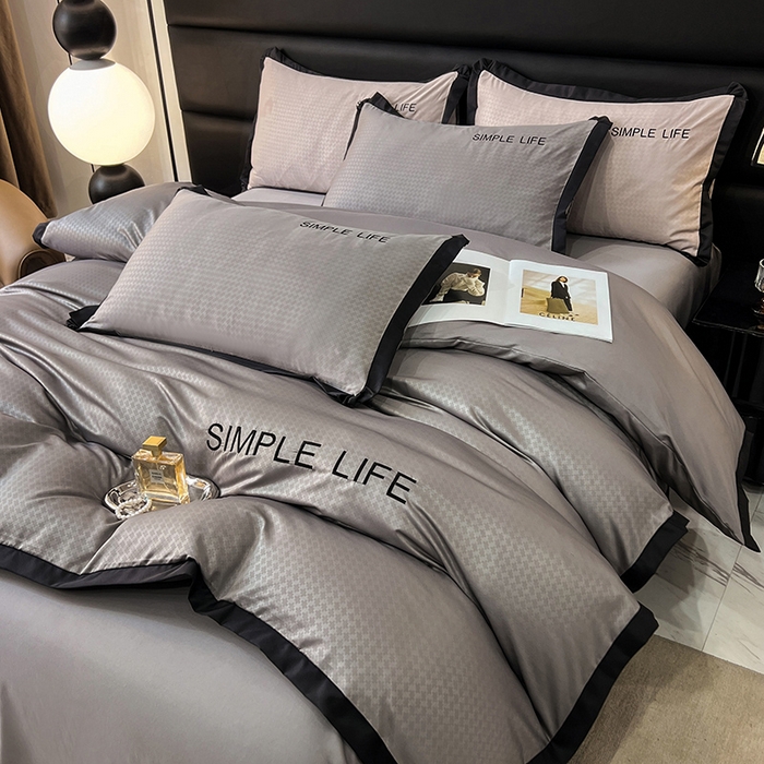 91家纺网 家纺一手货源 找家纺 艾米家居 2025水洗真丝提花系列简约生活 简约生活珠光灰