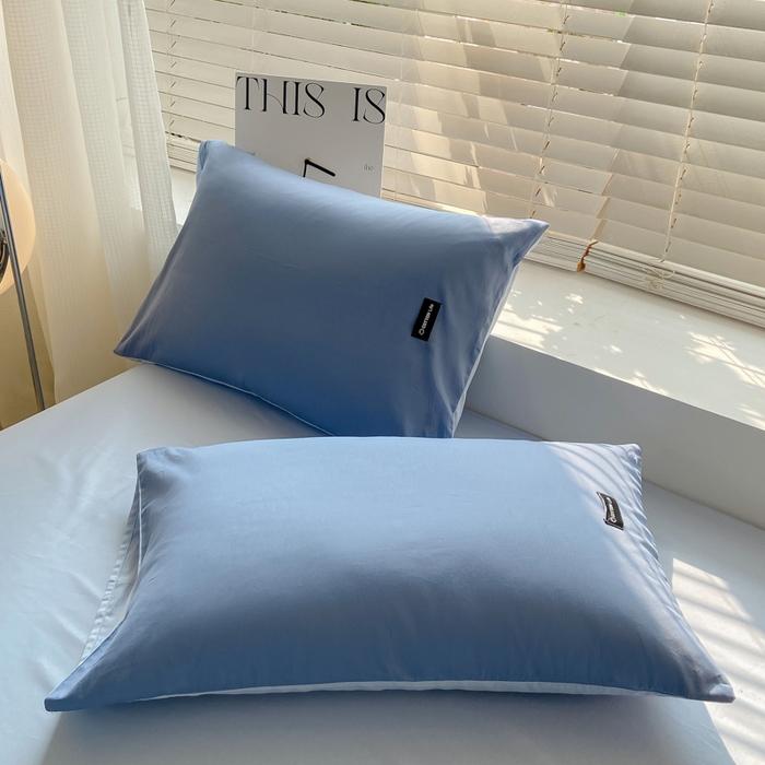 91家纺网 家纺一手货源 找家纺 黑马家居 2024新款双拼全棉四件套 宾利蓝+天蓝