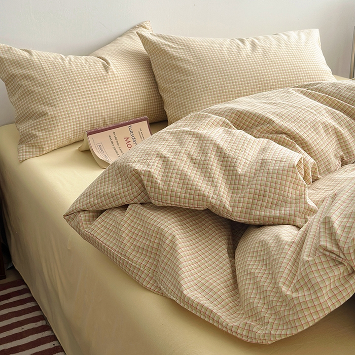 91家纺网 家纺一手货源 找家纺 水洗的故事 2024新款无印良品水洗棉四件套  西西里奶黄