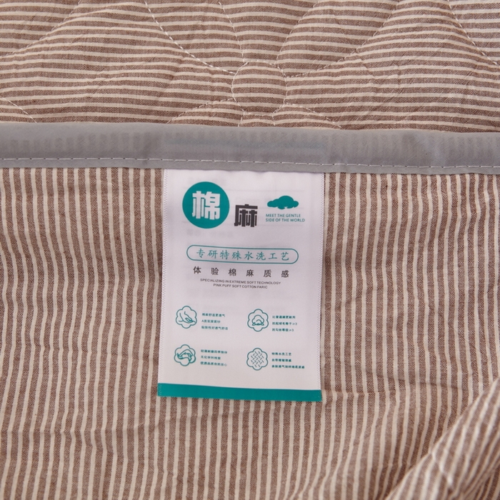 91家纺网 家纺一手货源 找家纺 杜先生 2024新款无印风水洗棉夹棉床笠 米条纹