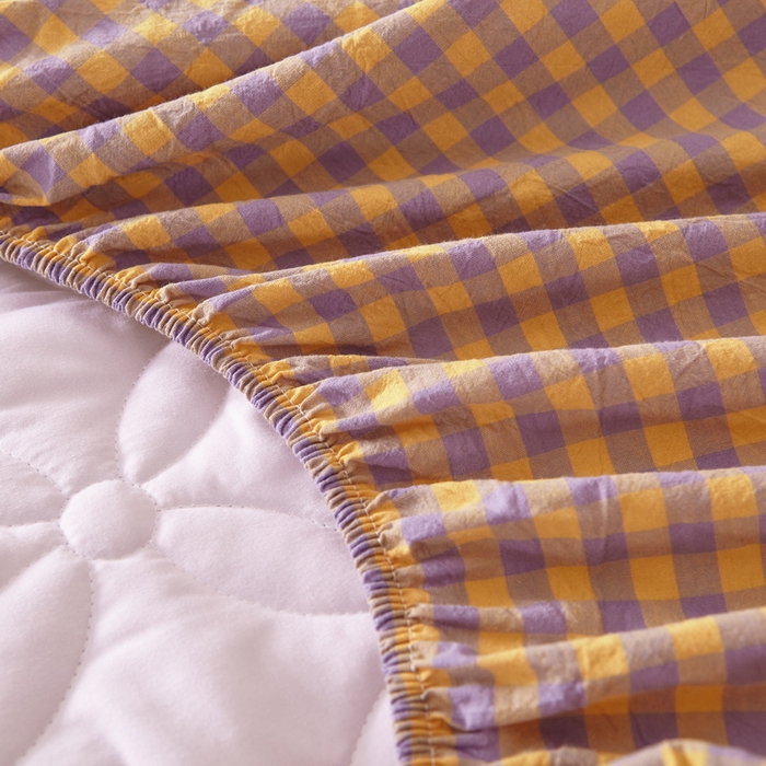 91家纺网 家纺一手货源 找家纺 杜先生 2024新款无印风水洗棉夹棉床笠 橘小格