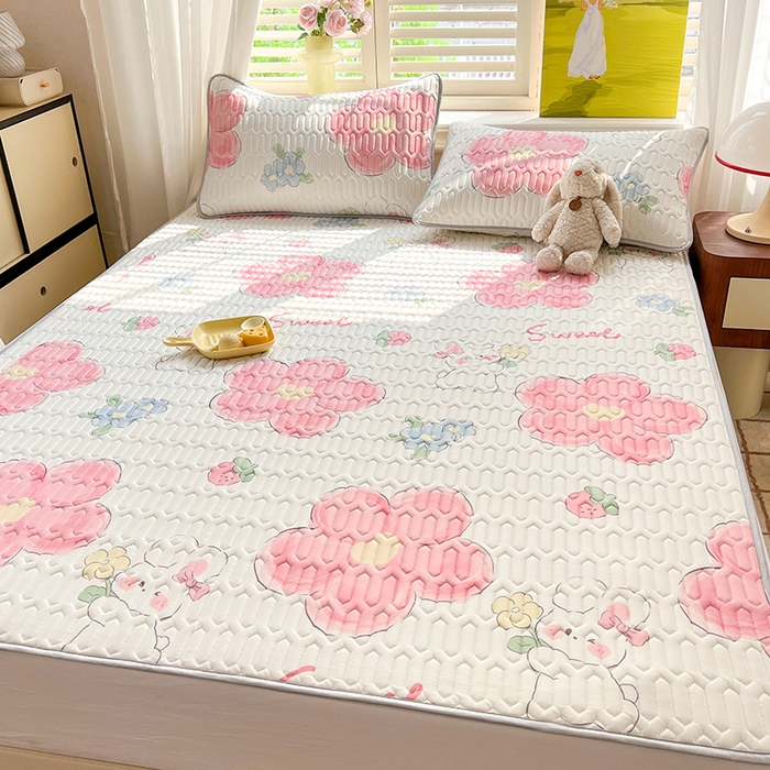 91家纺网 家纺一手货源 找家纺 慕澄家纺 2024新款小版印花0.5乳胶凉席系列 心花怒放