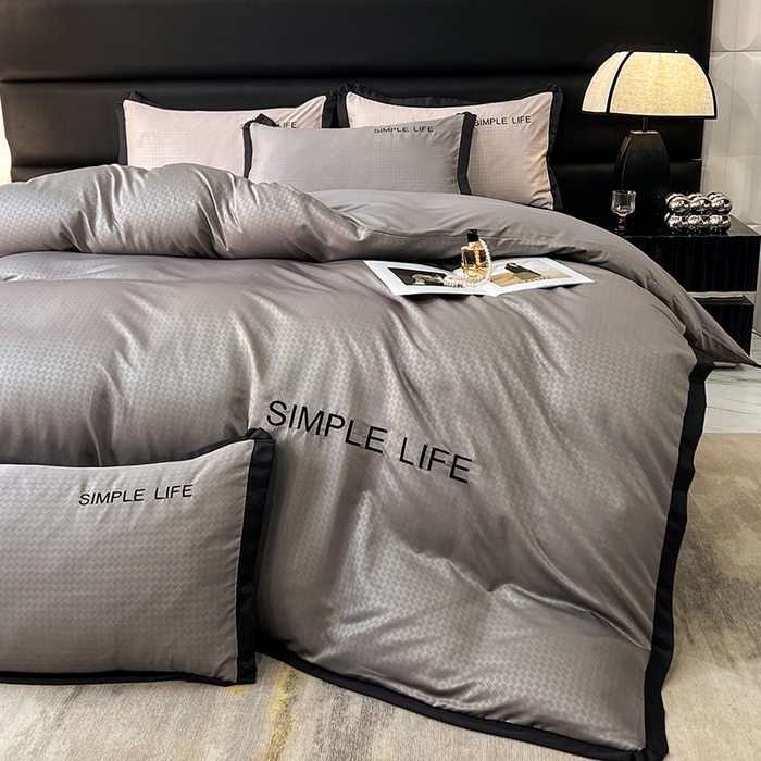 91家纺网 家纺一手货源 找家纺 艾米家居 2025水洗真丝提花系列简约生活 简约生活珠光灰