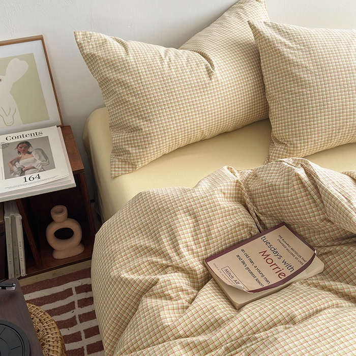 91家纺网 家纺一手货源 找家纺 水洗的故事 2024新款无印良品水洗棉四件套  西西里奶黄