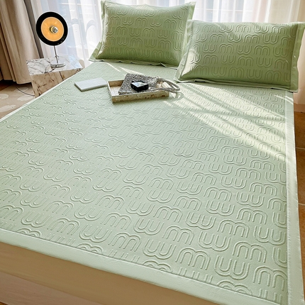 91家纺网 家纺一手货源 找家纺 全季家居 2024新款5A速冷PE简约系列凉豆豆席 缪缪-果绿-床席款