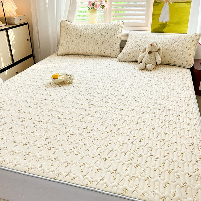 91家纺网 家纺一手货源 找家纺 慕澄家纺 2024新款小版印花0.5乳胶凉席系列 叶子青青