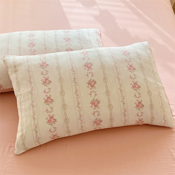 91家纺网 家纺一手货源 找家纺 多品 2024新款水洗棉双层纱四件套 白薇