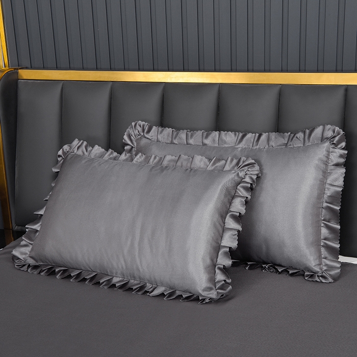 91家纺网 家纺一手货源 找家纺 艾裙海  2025新款纯色床裙款冰丝凉席 深灰