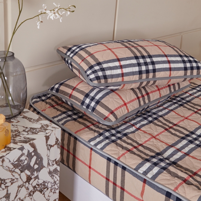 91家纺网 家纺一手货源 找家纺 杜先生 2024新款无印风水洗棉夹棉床笠 咖大格