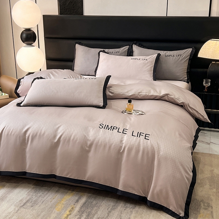 91家纺网 家纺一手货源 找家纺 艾米家居 2025水洗真丝提花系列简约生活 简约生活卡其