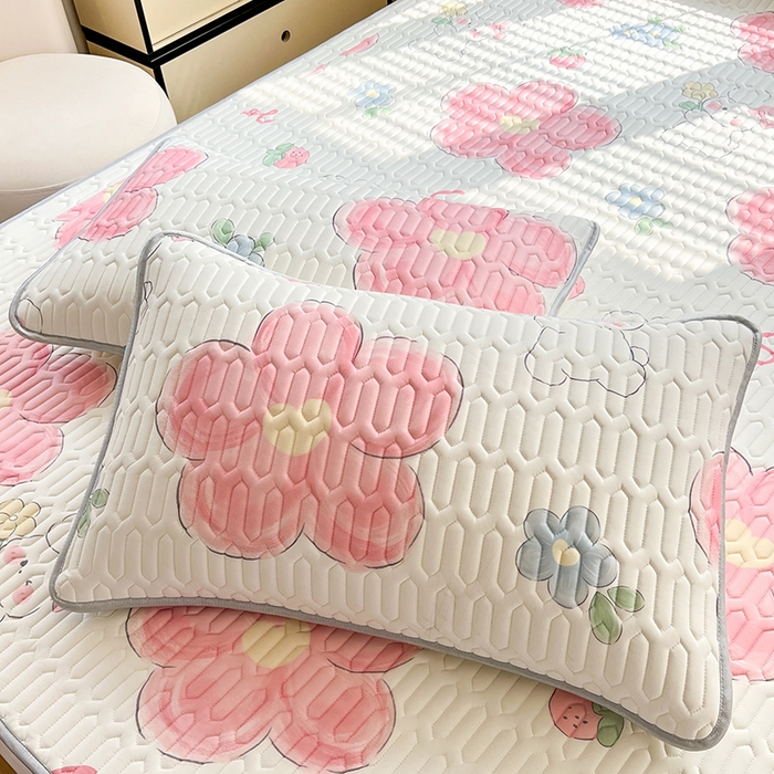 91家纺网 家纺一手货源 找家纺 慕澄家纺 2024新款小版印花0.5乳胶凉席系列 心花怒放