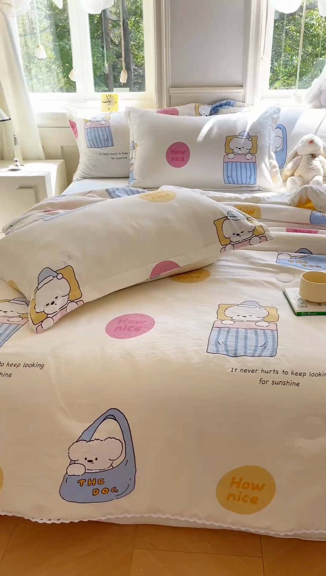 91家纺网 家纺一手货源 找家纺 创优家纺  2025新款A类皱皱纱小花边夏被 嘟嘟熊