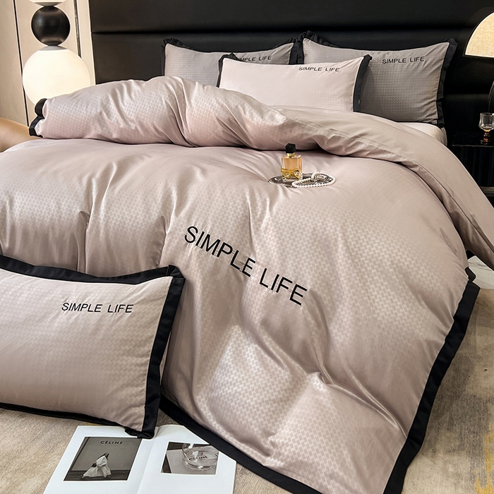 91家纺网 家纺一手货源 找家纺 艾米家居 2025水洗真丝提花系列简约生活 简约生活卡其