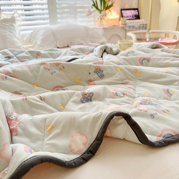 91家纺网 家纺一手货源 找家纺 琪格格纺织 2024新款A类卡通印花清新大豆针织夏被 200*230cm-夏被 针织被-睡衣派对