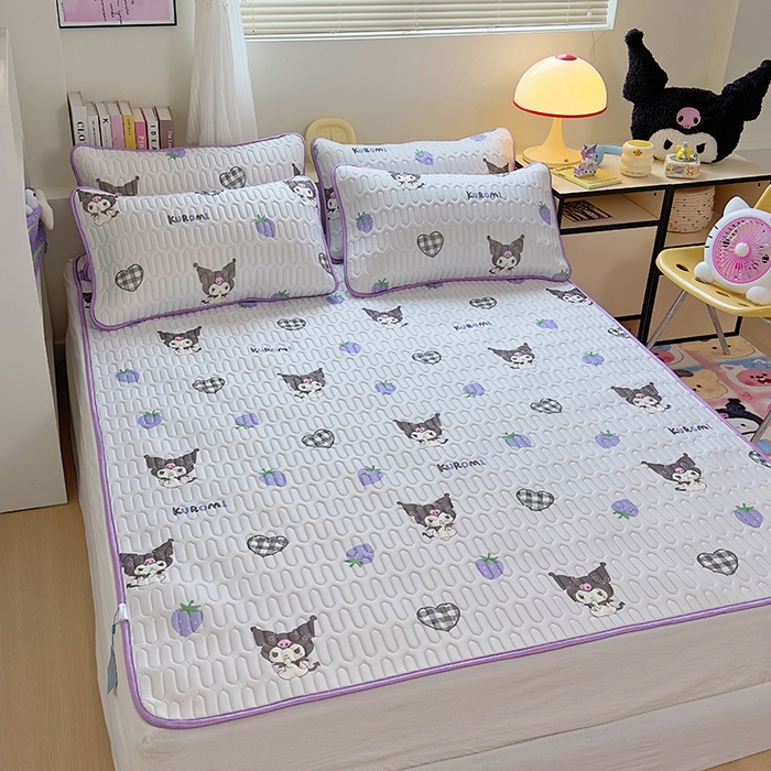 91家纺网 家纺一手货源 找家纺 澳萝拉 2024新款A类凉感丝三丽鸥乳胶凉席 草莓库洛米