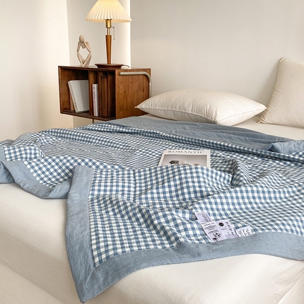 青螺家纺 双面全棉色织水洗棉新疆棉花被百分百（支持质检）小兰格