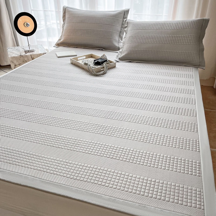 91家纺网 家纺一手货源 找家纺 全季家居 2024新款5A速冷PE简约系列凉豆豆席 格调-浅灰-床席款