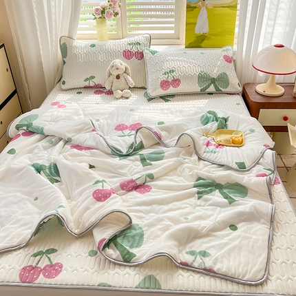 91家纺网 家纺一手货源 找家纺 （总）慕澄家纺 2024新款小版印花0.5乳胶凉席夏被四件套