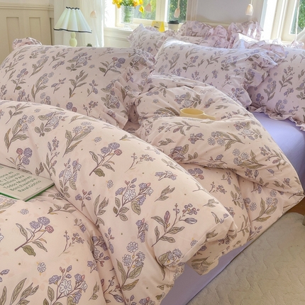 91家纺网 家纺一手货源 找家纺 （总）上尚居 2024直播爆款韩版印花小清新卡通云朵棉四件套