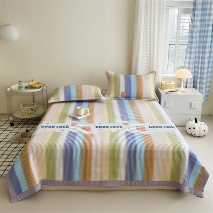 91家纺网 家纺一手货源 找家纺 （总）仟网汇 2024新款ins风小清新印花泡泡棉床盖三件套