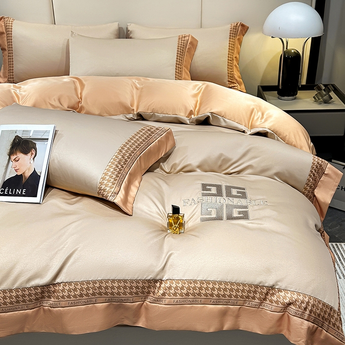 91家纺网 家纺一手货源 找家纺 富盛家纺 2024新款水洗真丝刺绣四件套-威灵顿 威灵顿—香槟