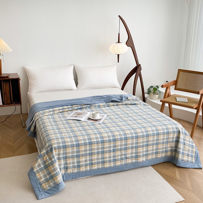 91家纺网 家纺一手货源 找家纺 青螺家纺 2024全棉水洗棉双面色织100%新疆棉花夏被三件套四件套枕套床单 支持质检验货 星空米