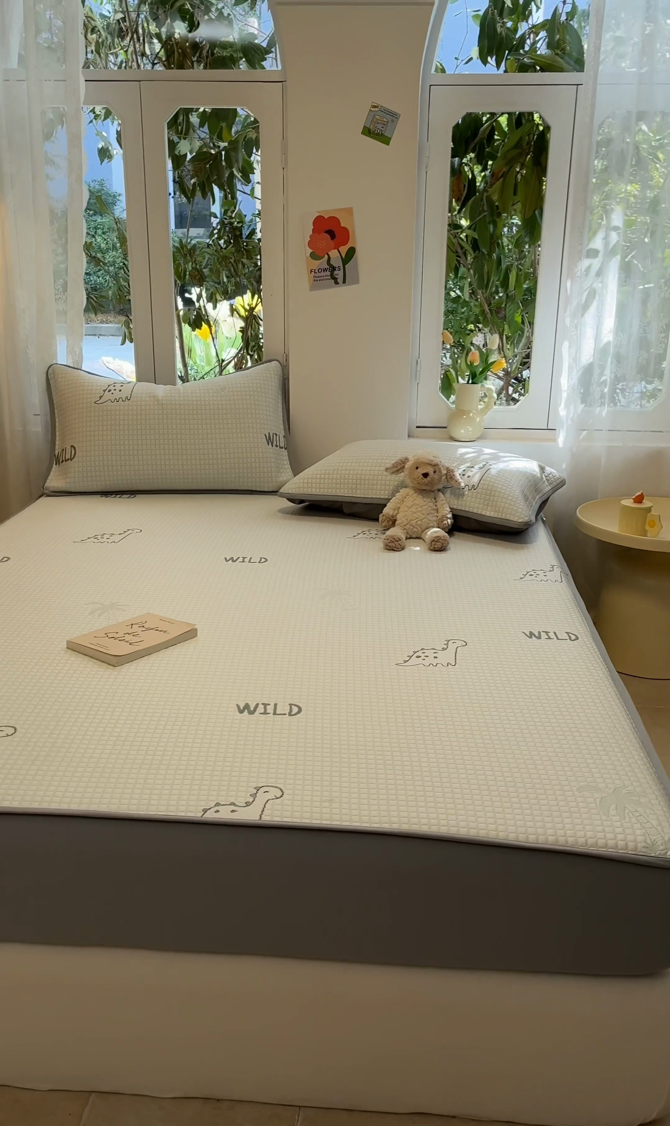 91家纺网 家纺一手货源 找家纺 启程家纺 2024春夏A类凉豆豆凉席床笠款凉席套件 小恐龙