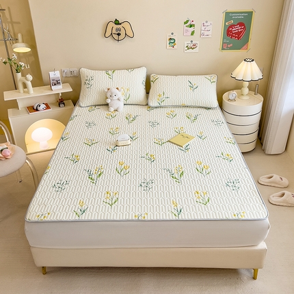 91家纺网 家纺一手货源 找家纺 世纪绒品 2026新款凉感丝印花款乳胶凉席 郁金香