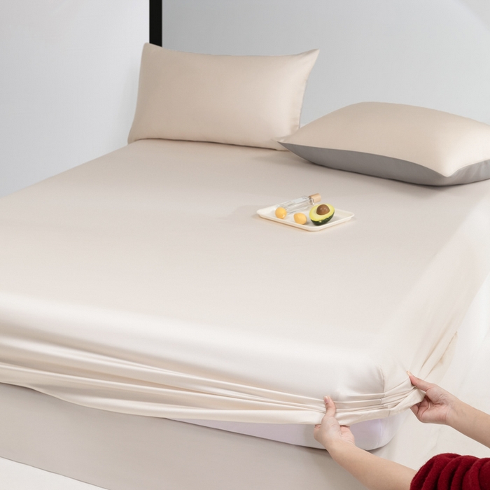 91家纺网 家纺一手货源 找家纺 云栖家居 202460支A类兰精天丝系列单品床笠（风格一） 米白