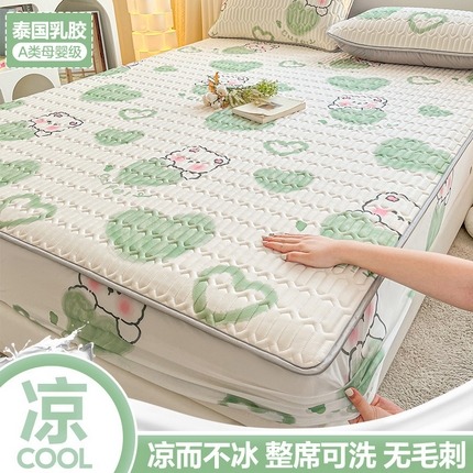 91家纺网 家纺一手货源 找家纺 （总）福来临家纺 2025新款A类凉感丝印花含胶床笠含胶凉席