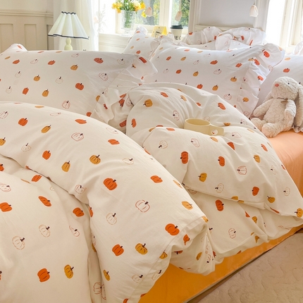 91家纺网 家纺一手货源 找家纺 （总）上尚居 2024直播爆款韩版印花小清新卡通云朵棉四件套