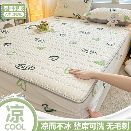 91家纺网 家纺一手货源 找家纺 （总）福来临家纺 2025新款A类凉感丝印花含胶床笠含胶凉席