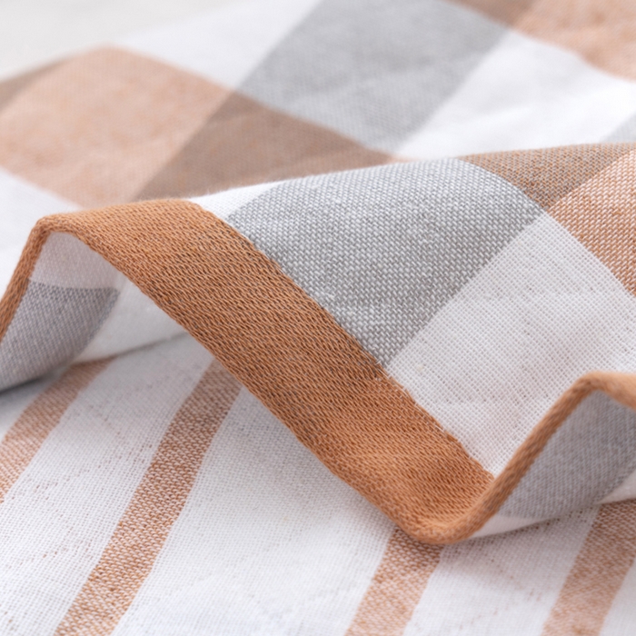 91家纺网 家纺一手货源 找家纺 朴尔家纺-毛巾被 2024新款特惠混纺棉质三层纱布独版AB面枕巾 52*78cm一对 格韵咖啡