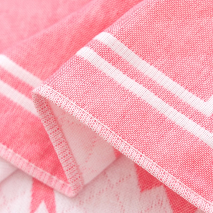 91家纺网 家纺一手货源 找家纺 朴尔家纺-毛巾被 2024新款特惠混纺棉质三层纱布独版AB面枕巾 52*78cm一对 小恐龙粉