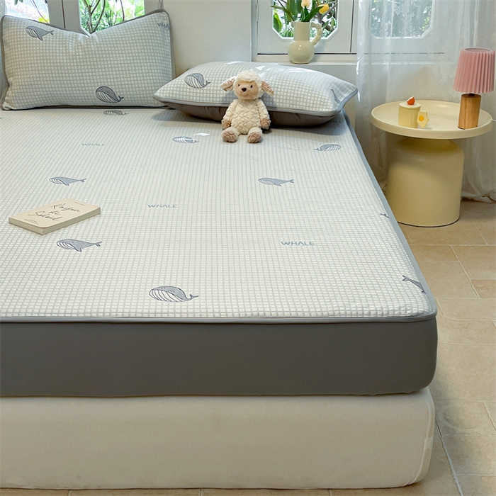 91家纺网 家纺一手货源 找家纺 启程家纺 2024春夏A类凉豆豆凉席床笠款凉席套件 小海豚