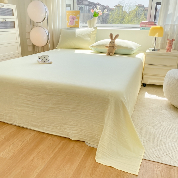 91家纺网 家纺一手货源 找家纺 雨帆家纺 2024新款纯色床单床笠单品系列 -单床单 芝士床单