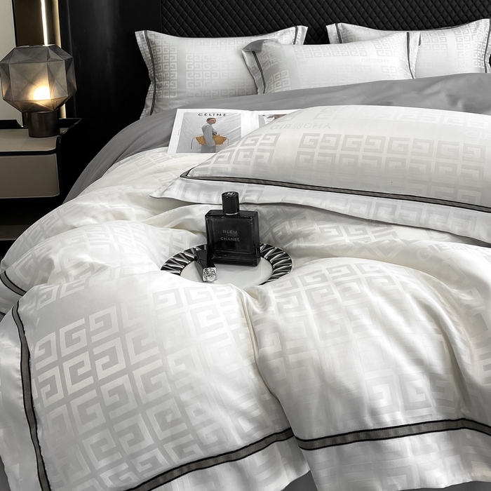 91家纺网 家纺一手货源 找家纺 优悦生活馆 2024新款工艺款提花磨毛四件套-简爱-白